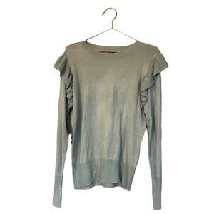Poof New York Mint Ruffle Scoop Neck Sweater - Size L